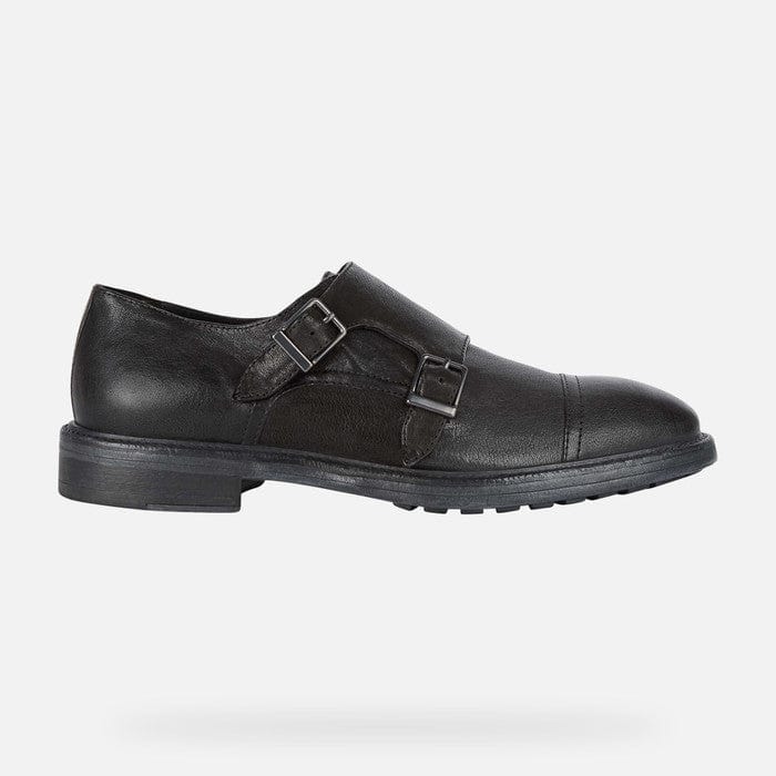 Geox Men's Aurelio Monk Strap Dress Shoes- Black