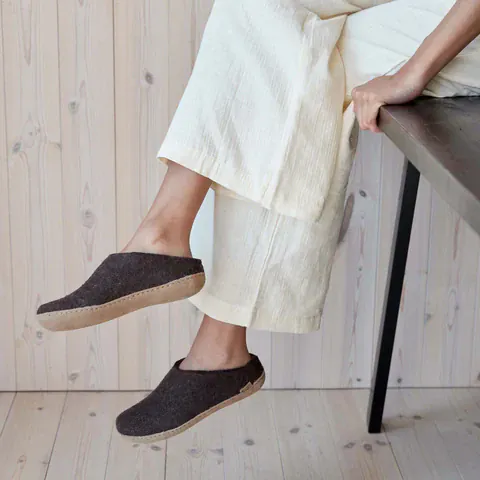 Glerups Open Heel Slippers- Brown - Image 6