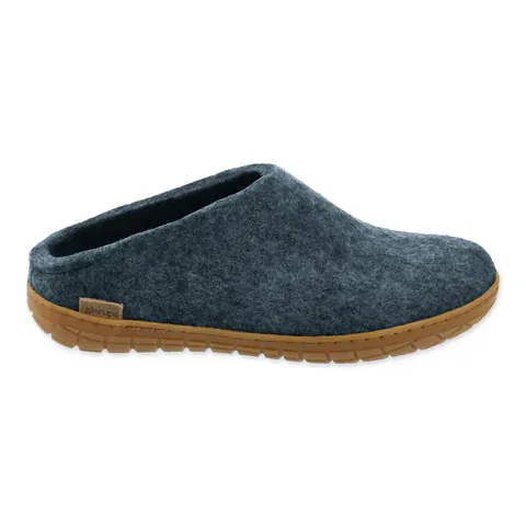 Glerups Rubber Sole Open Heel Slippers- Denim