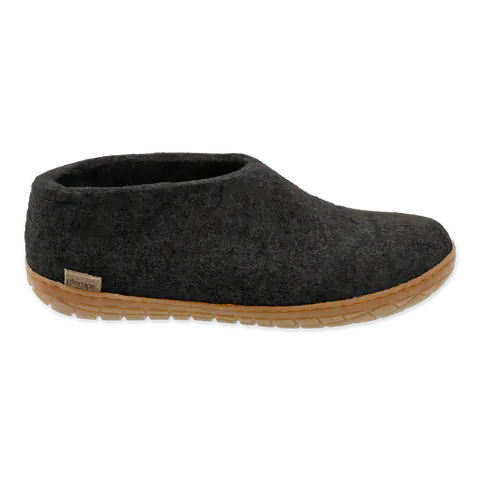 Glerups Rubber Sole Shoe Slippers- Charcoal