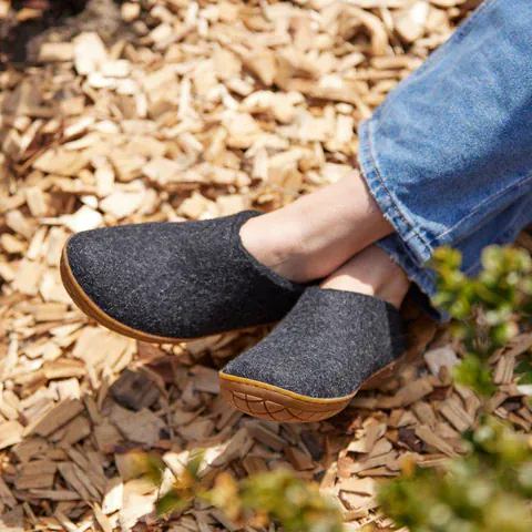 Glerups Rubber Sole Shoe Slippers- Charcoal - Image 6
