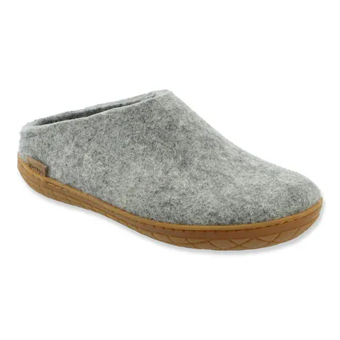 Glerups Rubber Sole Open Heel Slippers- Grey - Image 2
