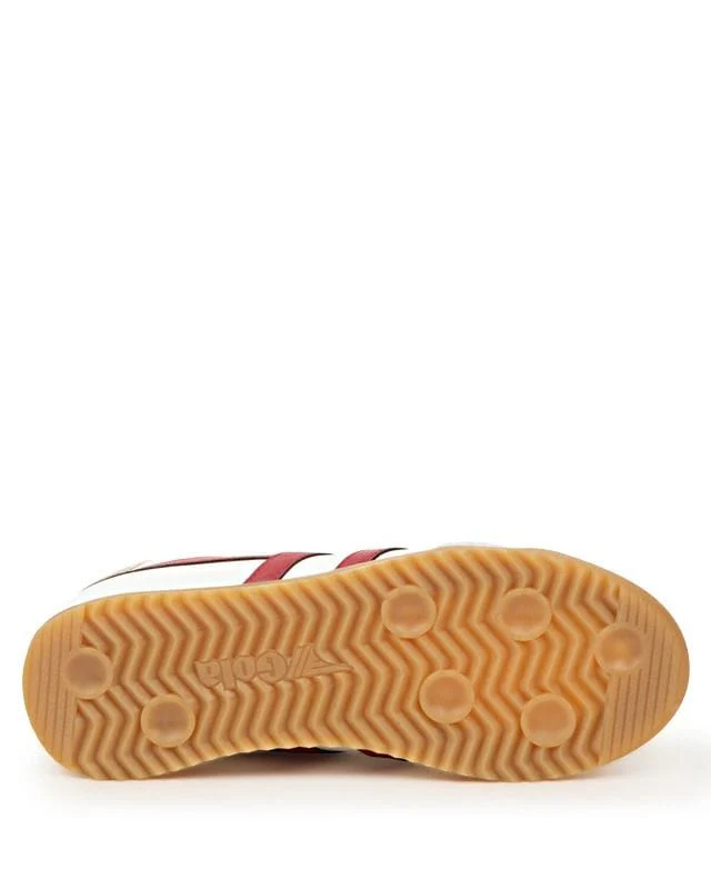 Gola Women's Torpedo Leather Lifestyle Sneakers- Off White/ Deep Red/ Gold - Image 3