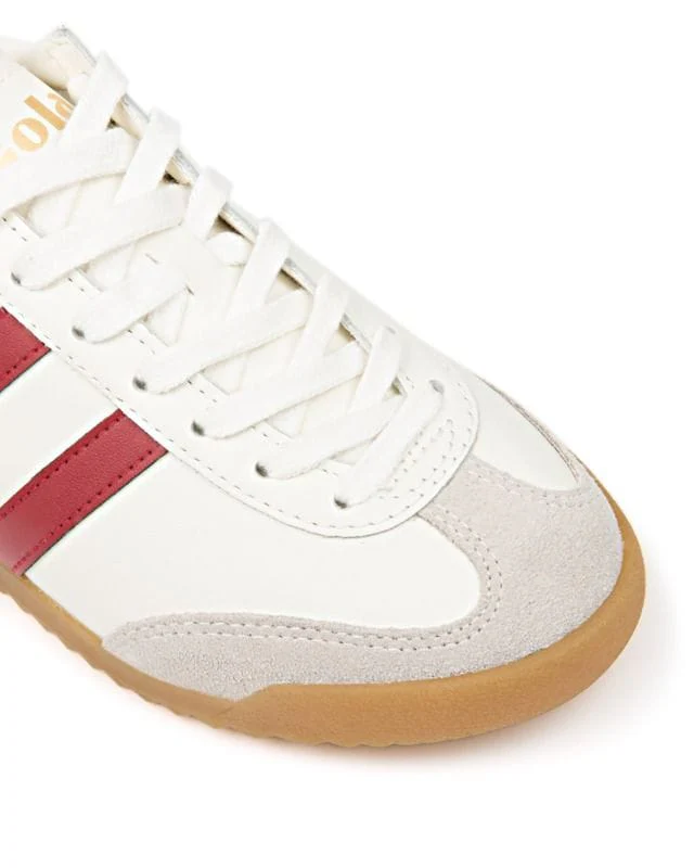 Gola Women's Torpedo Leather Lifestyle Sneakers- Off White/ Deep Red/ Gold - Image 4