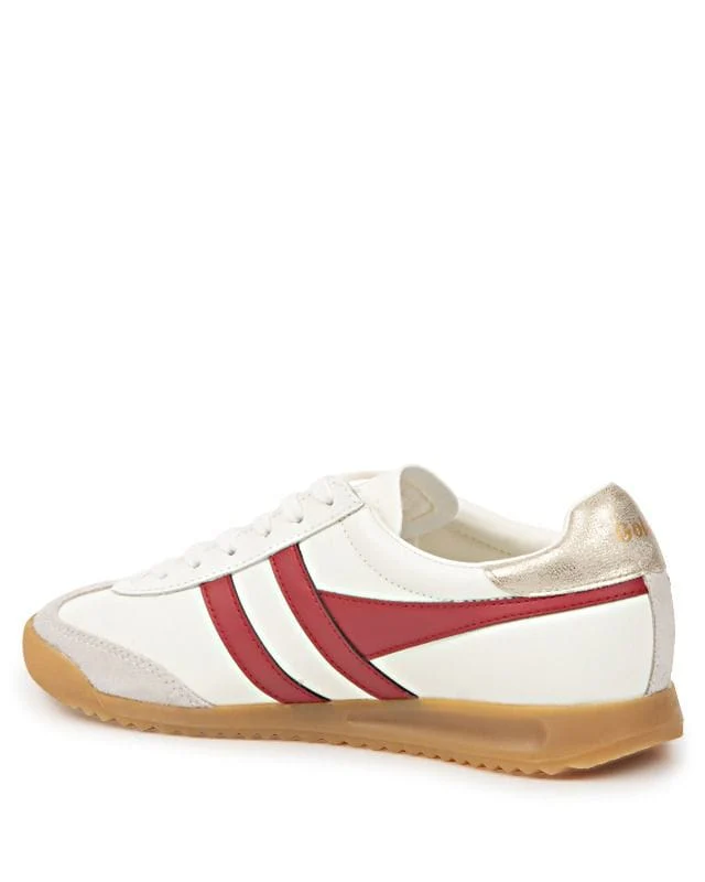 Gola Women's Torpedo Leather Lifestyle Sneakers- Off White/ Deep Red/ Gold - Image 5