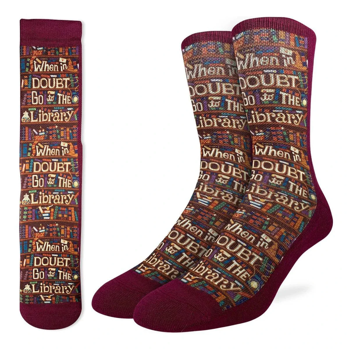 Good Luck Sock Men's Active Fit Socks- Go to The Library