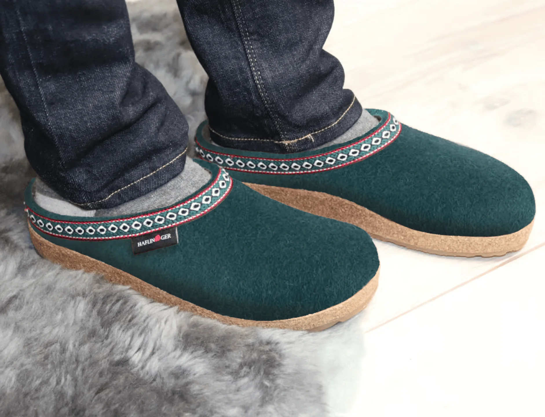 Haflinger Unisex Grizzly Slippers GZ108- Pine - Image 2