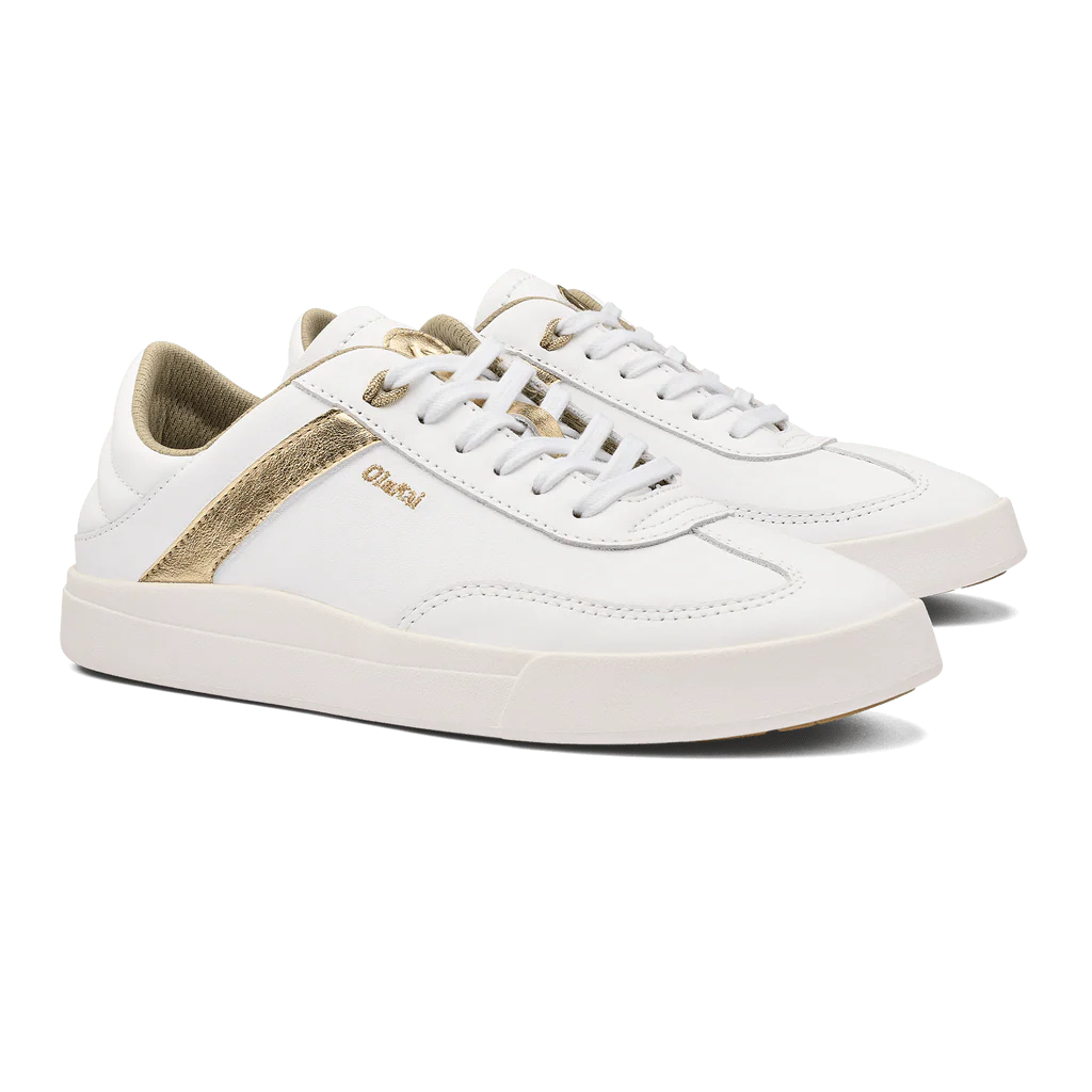 Olukai Women's Ha'upu Leather Sneakers- White Gold - Image 4