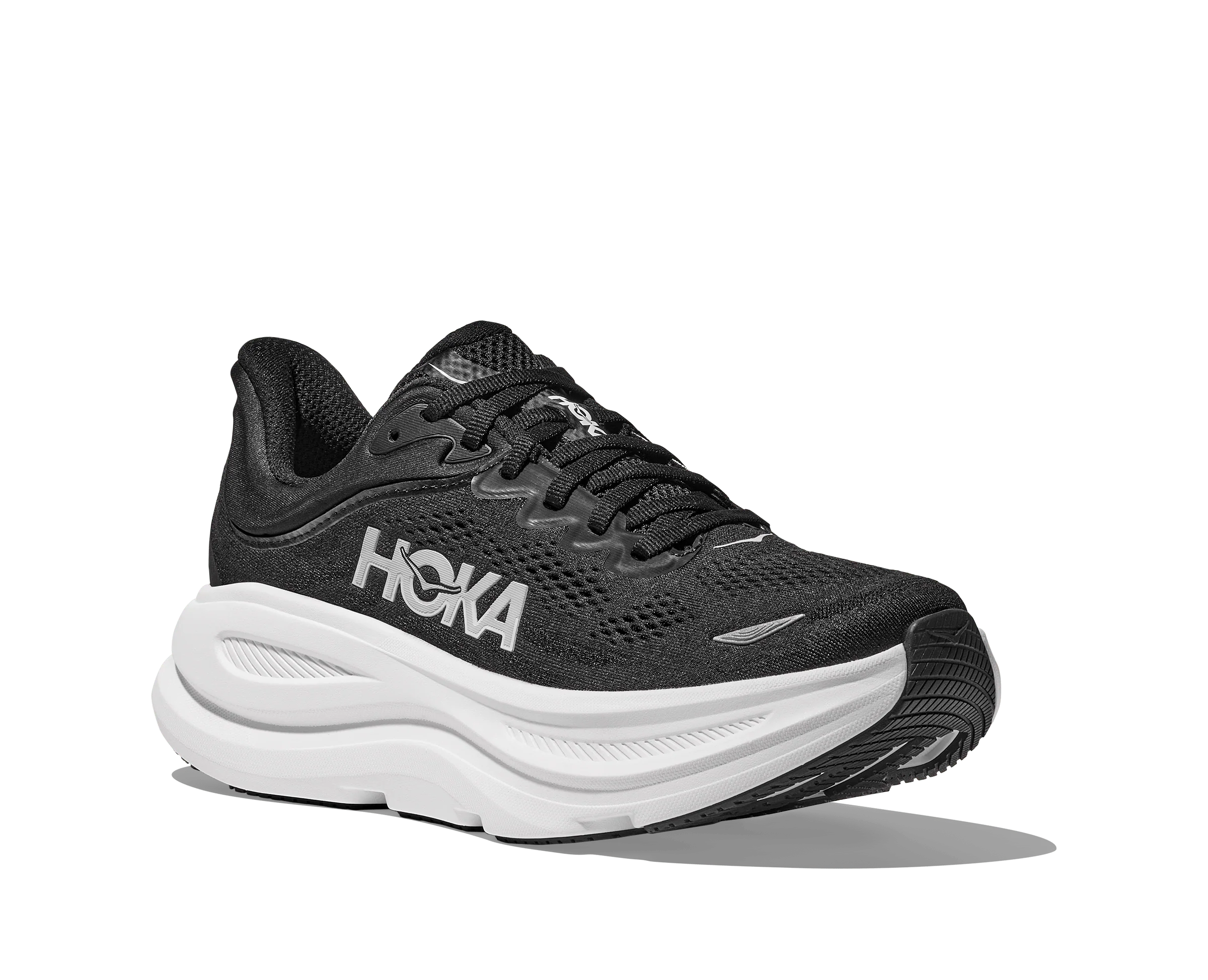 Hoka Men's Bondi 9 Running Shoes- Black/ White - Image 4