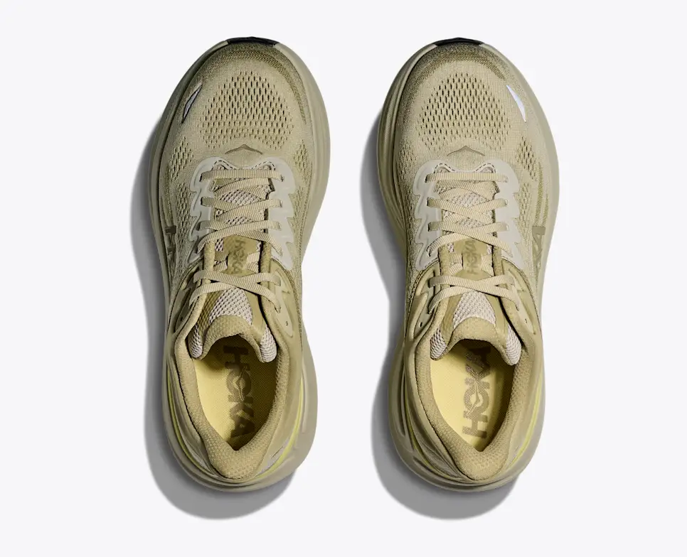 Hoka Men's Bondi 9 Running Shoes- Grassland/ Oyster Mushroom - Image 4