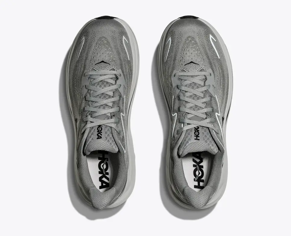 Hoka Men's Clifton 10 Running Shoes- Galactic Grey/ Asteroid - Image 4