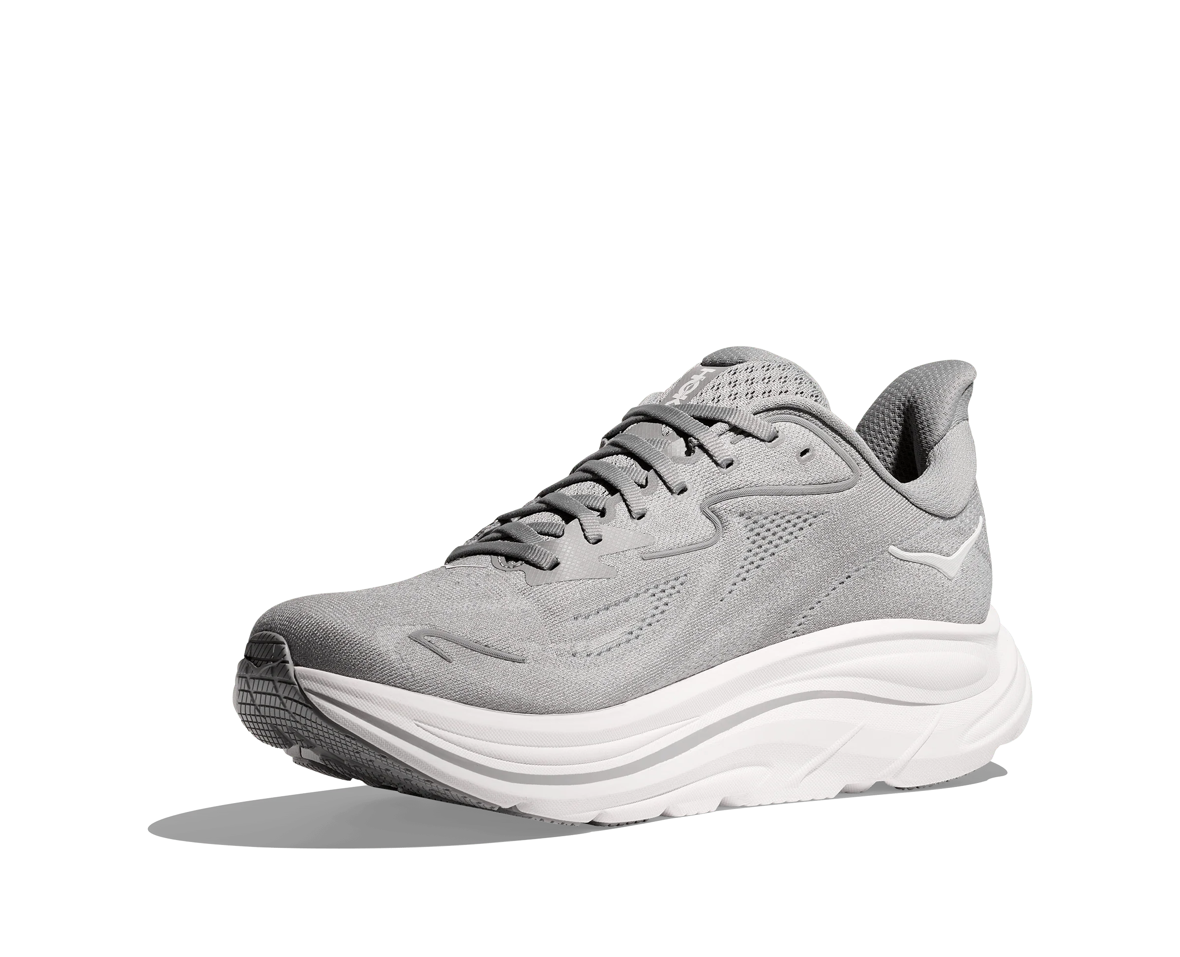 Hoka Men's Clifton 10 Running Shoes- Stellar Grey/ Stardust - Image 3