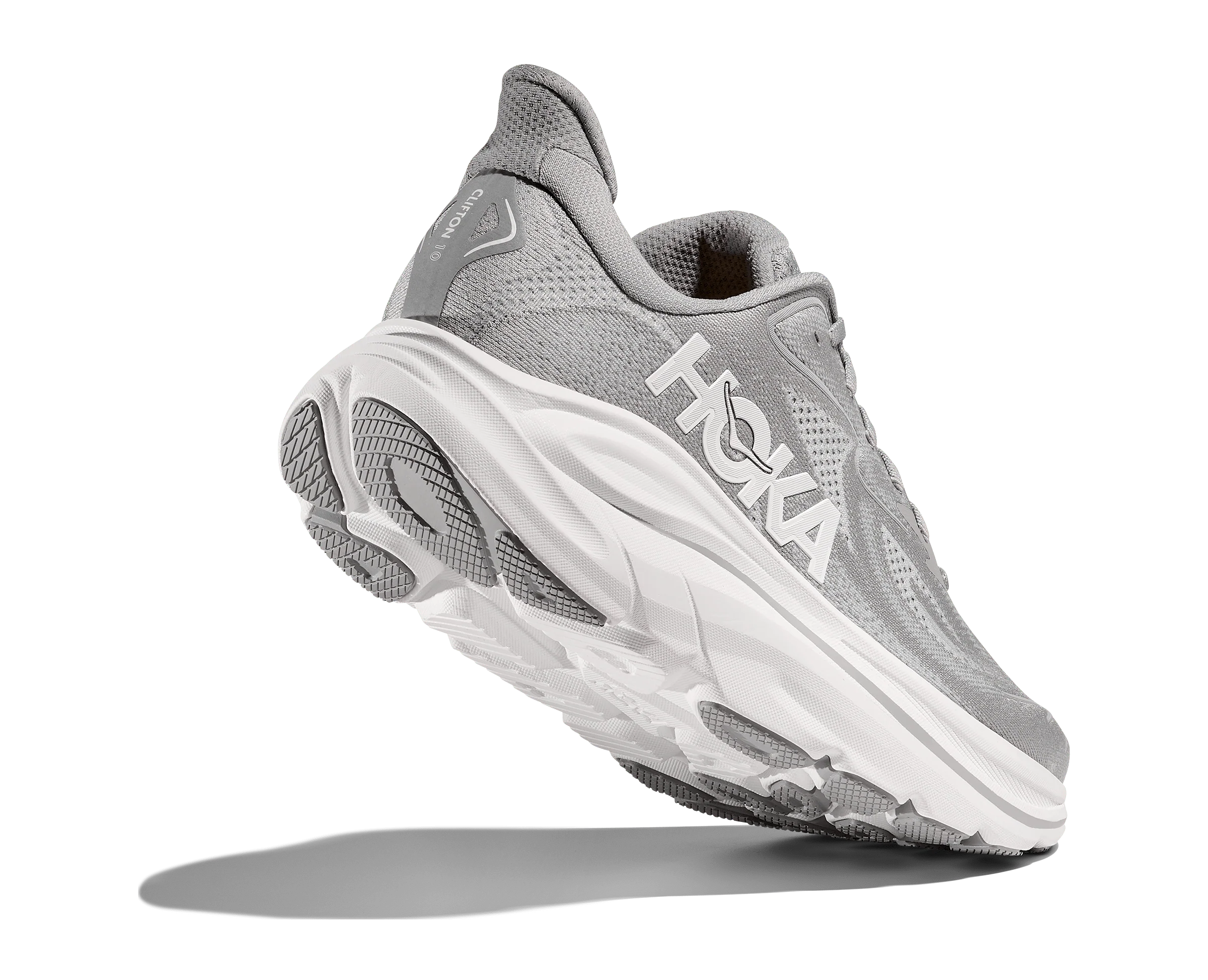Hoka Men's Clifton 10 Running Shoes- Stellar Grey/ Stardust - Image 4