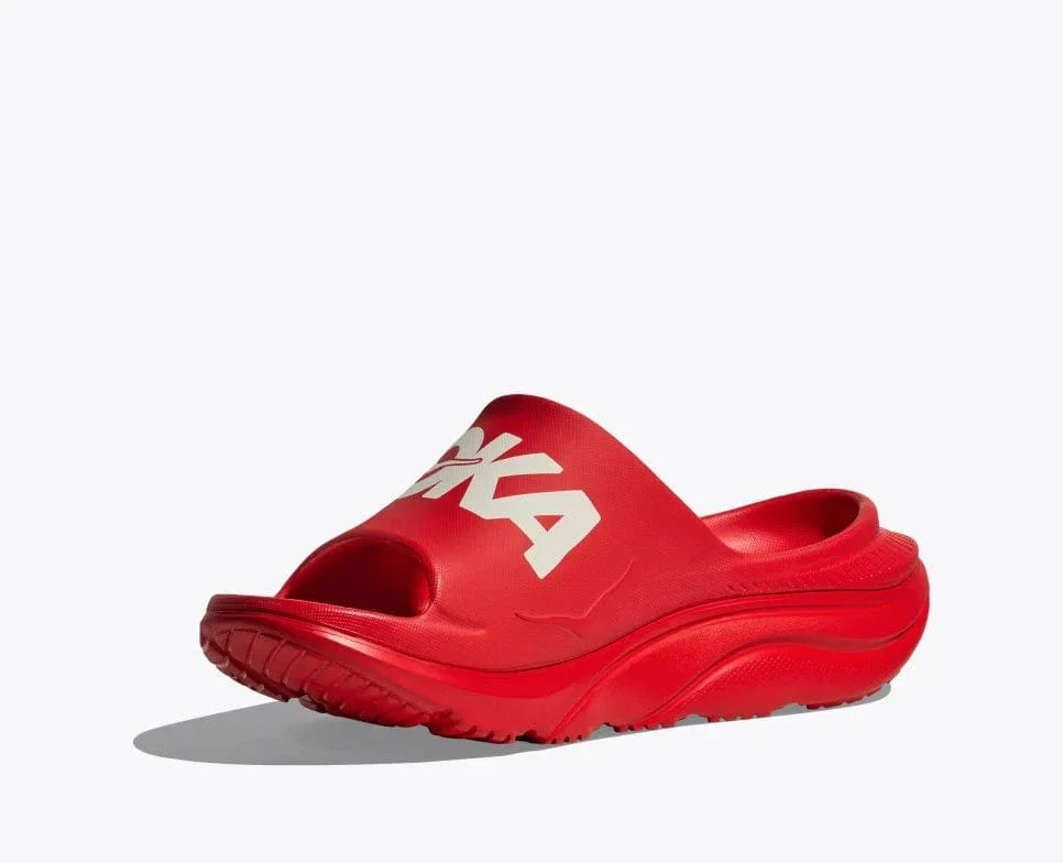 Hoka Unisex Ora Athletic Slides- Vermillion/ White - Image 3