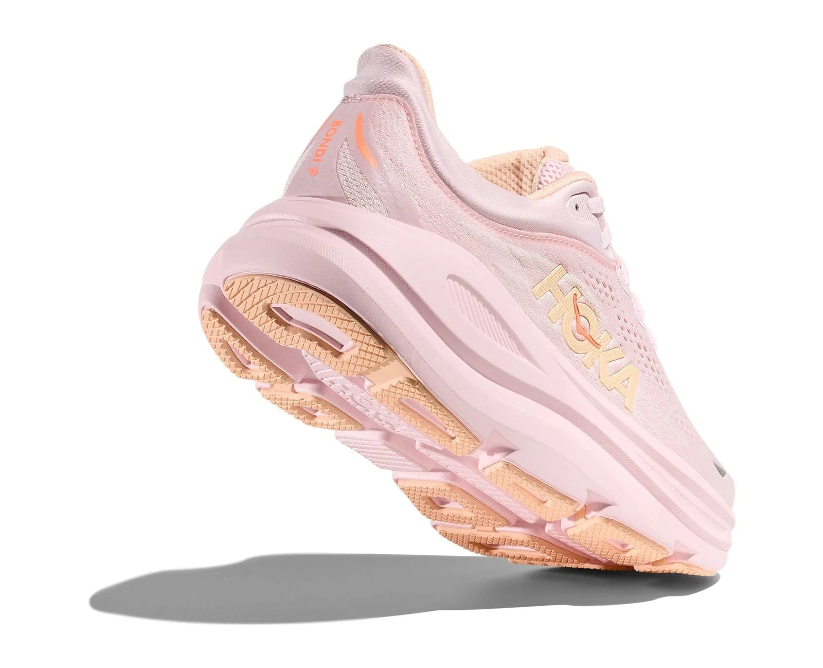 Hoka Women's Bondi 9 Running Shoes- Lilac Cream/ Tangerine Glow - Image 4