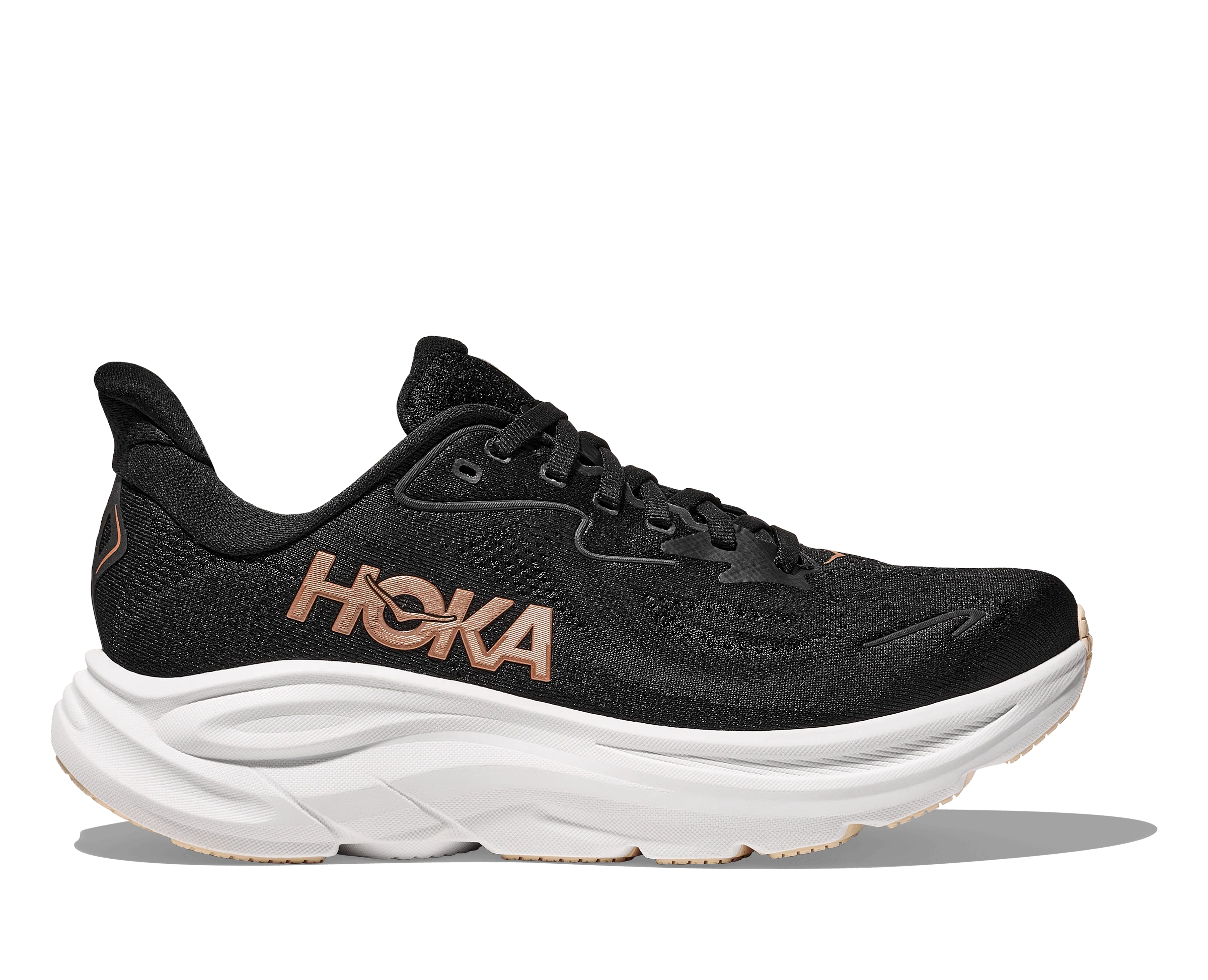 Hoka Women's Clifton 10 Running Shoes- Black/ Rose Gold