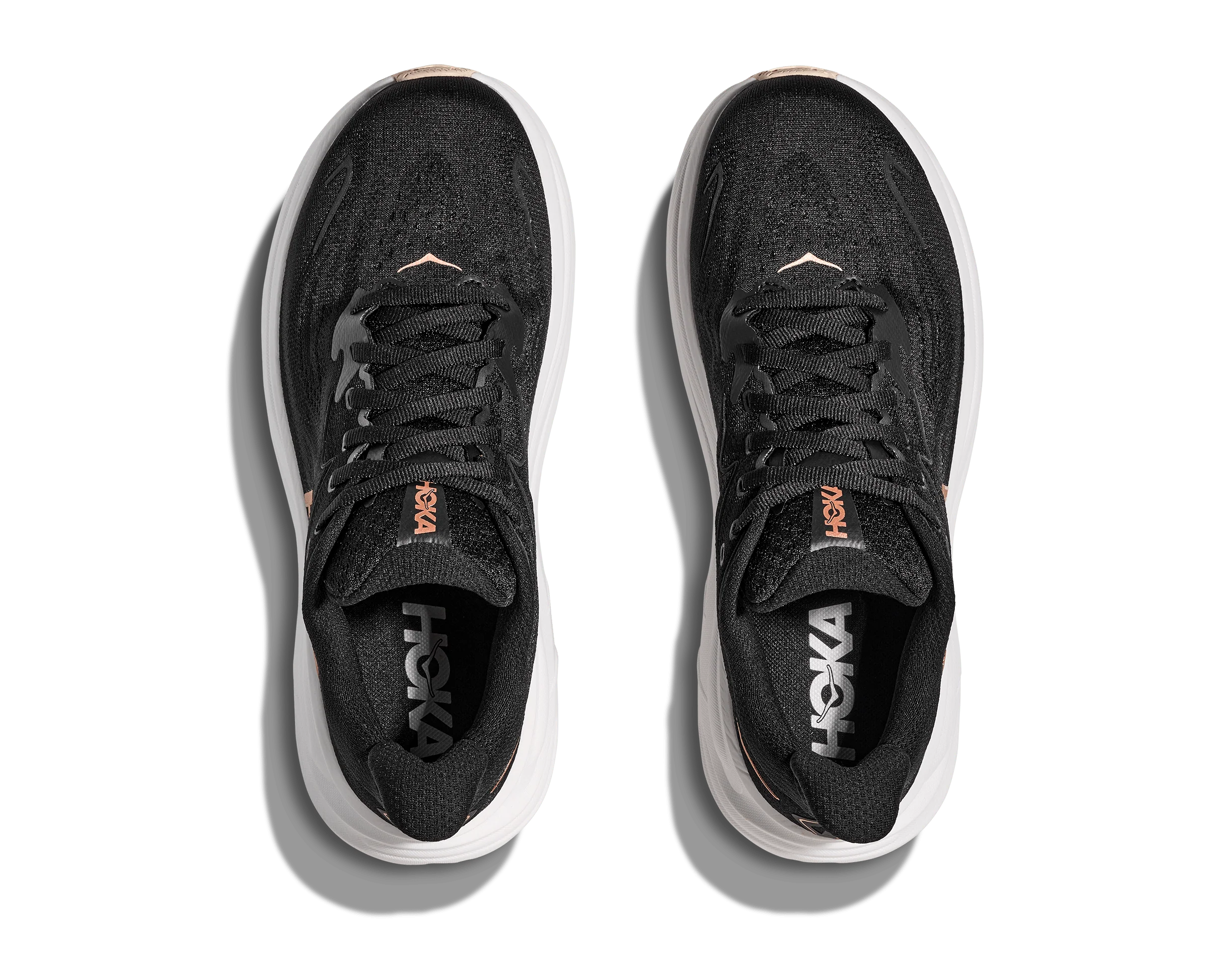Hoka Women's Clifton 10 Running Shoes- Black/ Rose Gold - Image 2