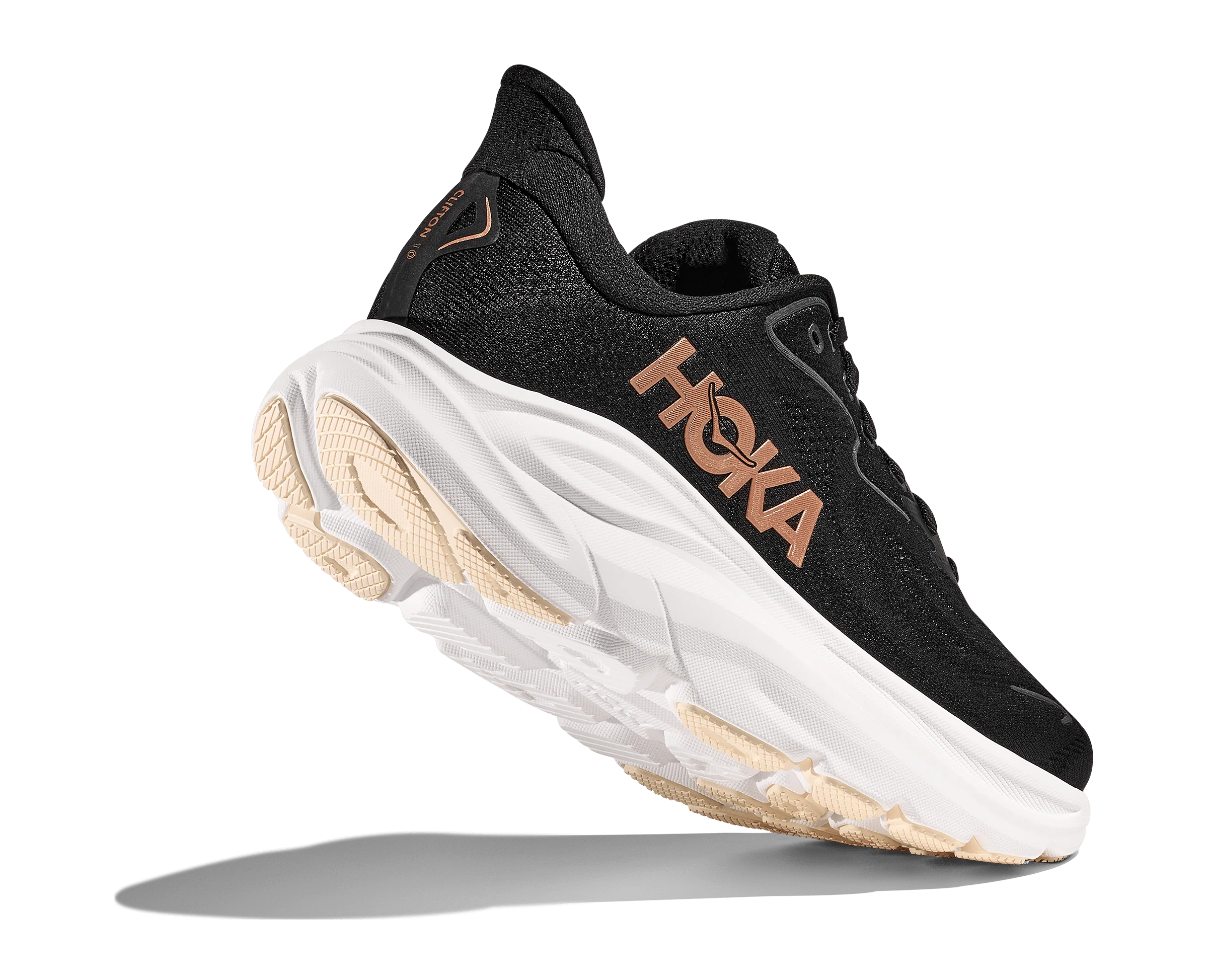 Hoka Women's Clifton 10 Running Shoes- Black/ Rose Gold - Image 4