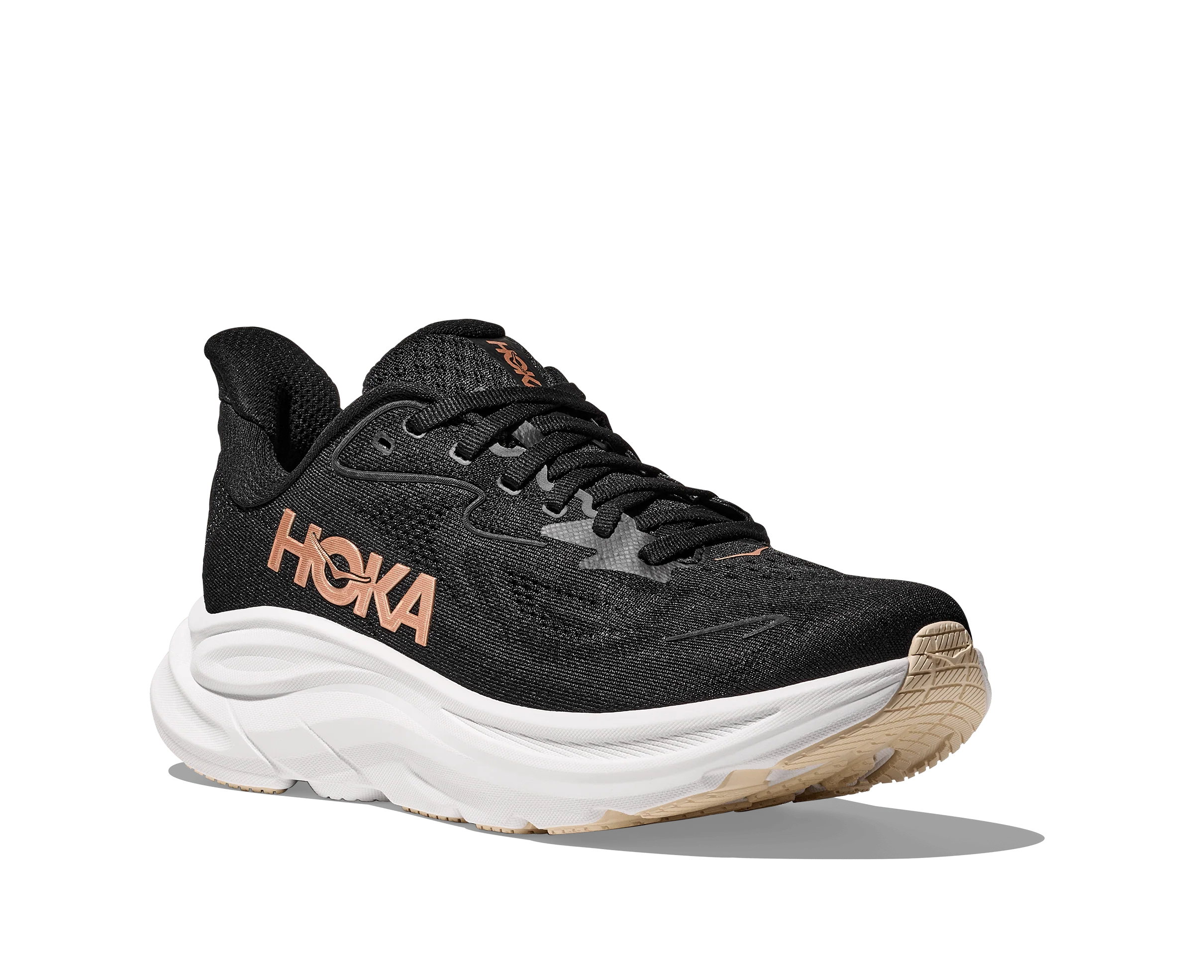 Hoka Women's Clifton 10 Running Shoes- Black/ Rose Gold - Image 6