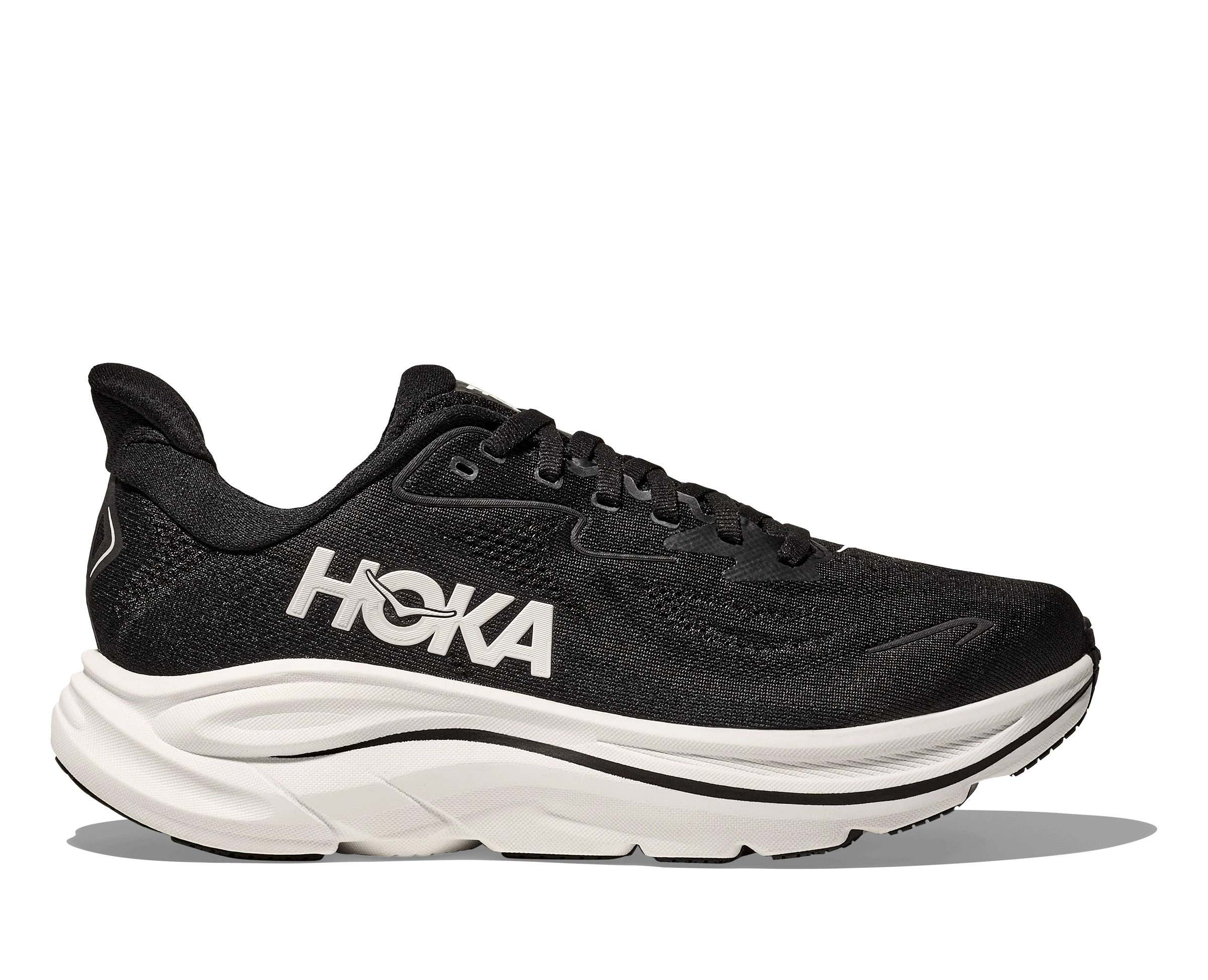 Hoka Women's Clifton 10 Running Shoes- Black/ White