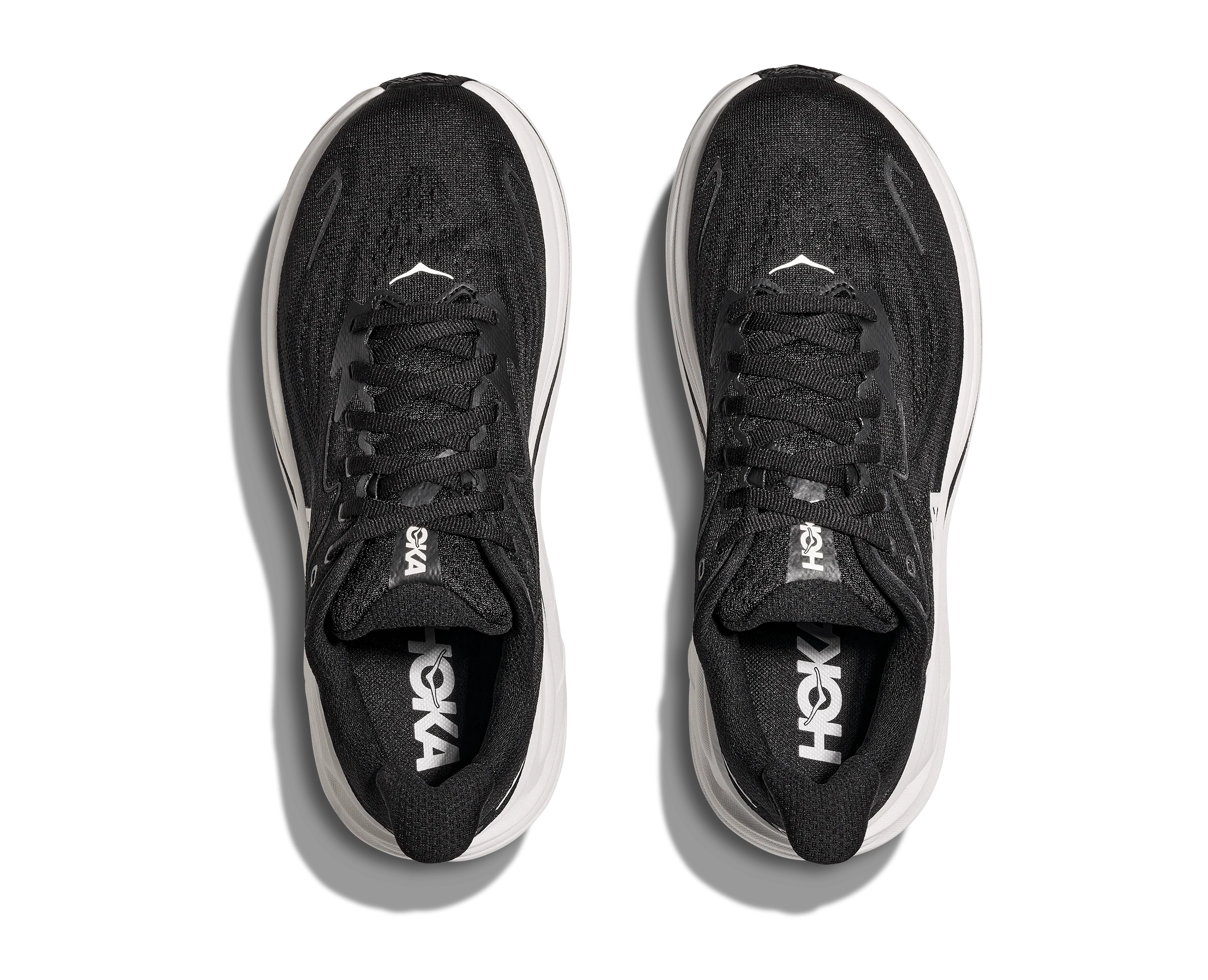 Hoka Women's Clifton 10 Running Shoes- Black/ White - Image 2