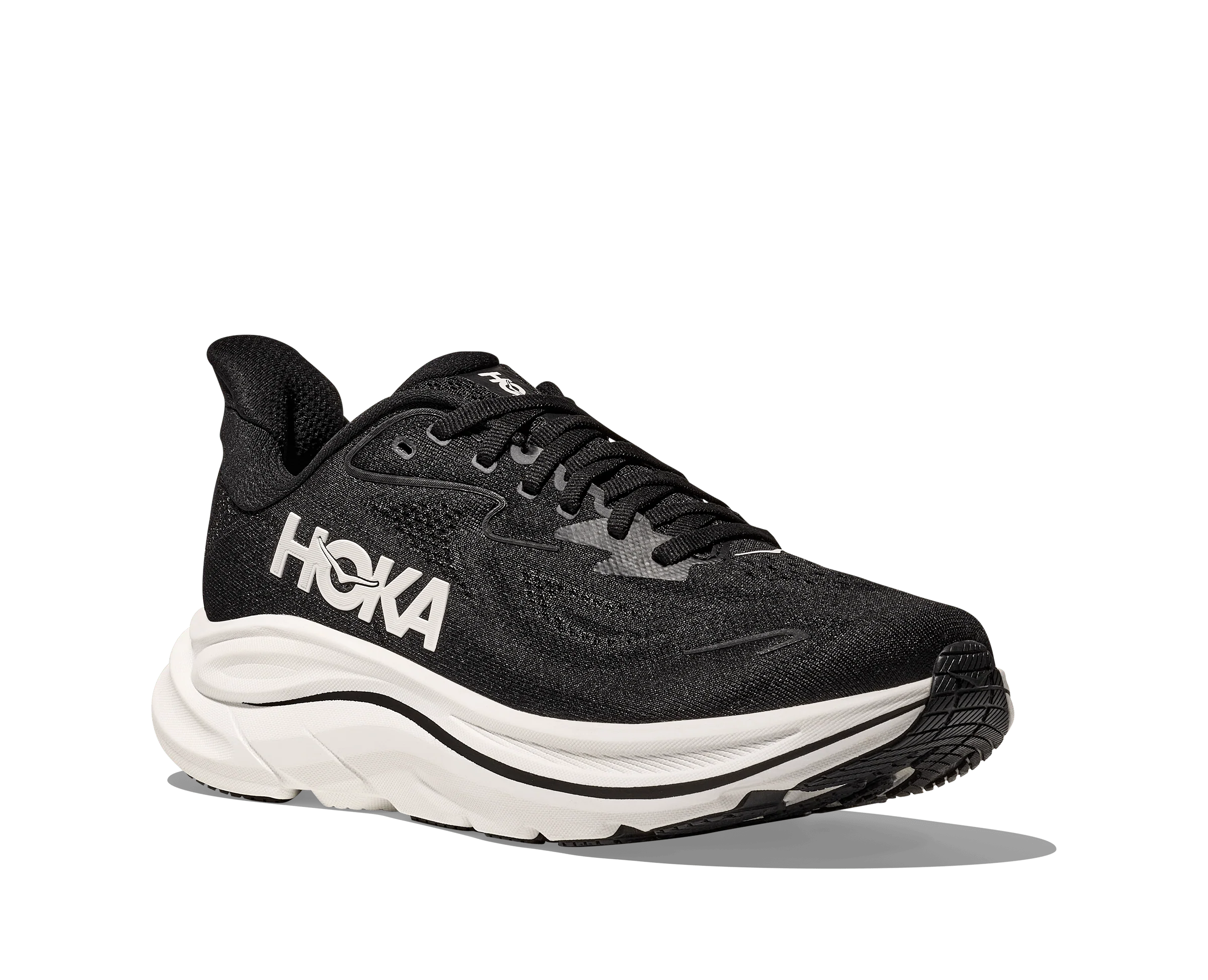 Hoka Women's Clifton 10 Running Shoes- Black/ White - Image 6