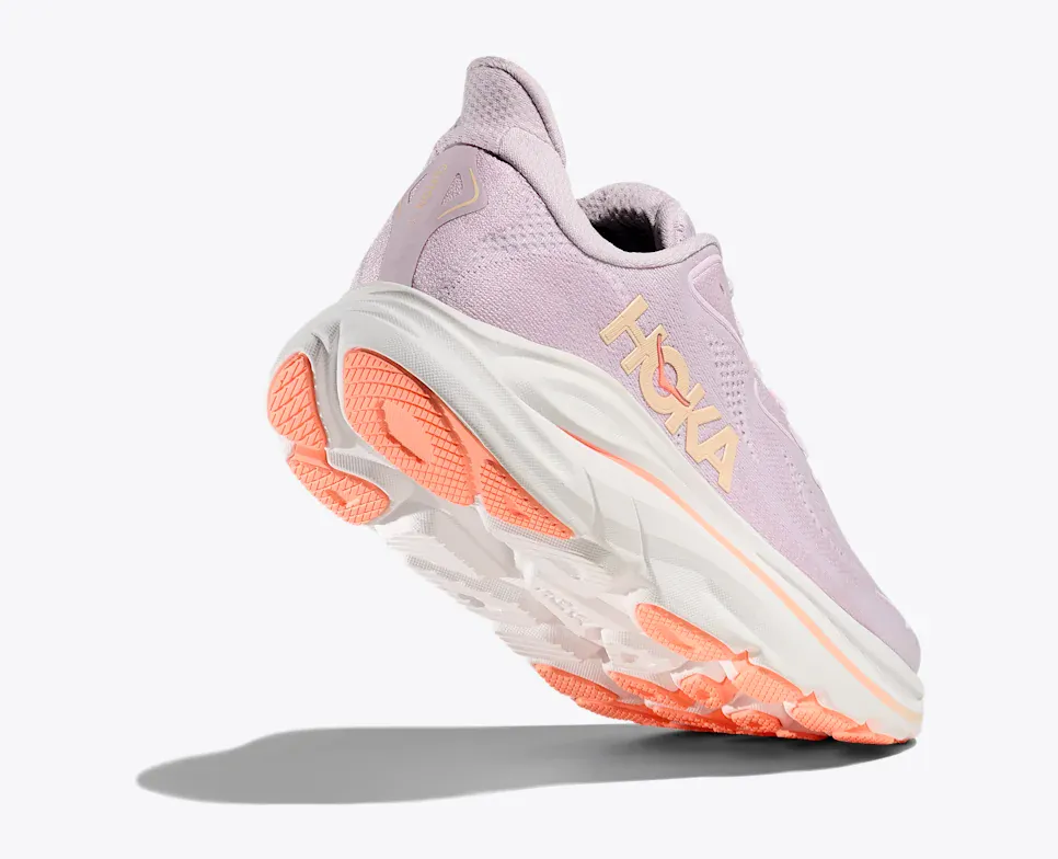 Hoka Women's Clifton 10 Running Shoes- Lilac Cream/ Tangerine Glow - Image 4