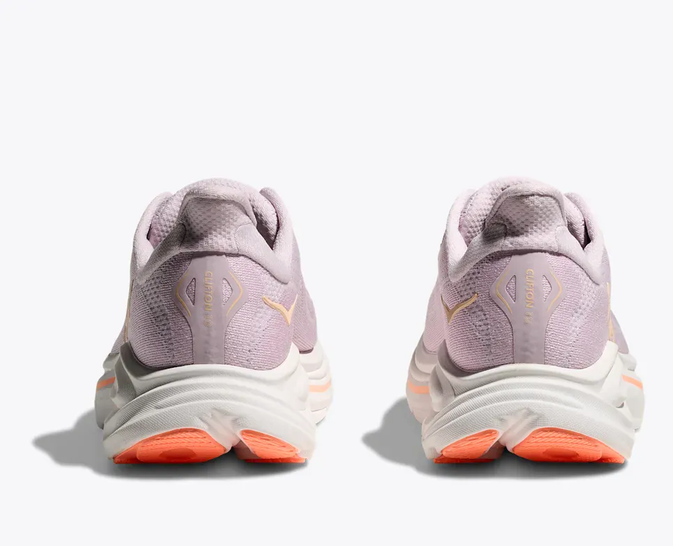Hoka Women's Clifton 10 Running Shoes- Lilac Cream/ Tangerine Glow - Image 5