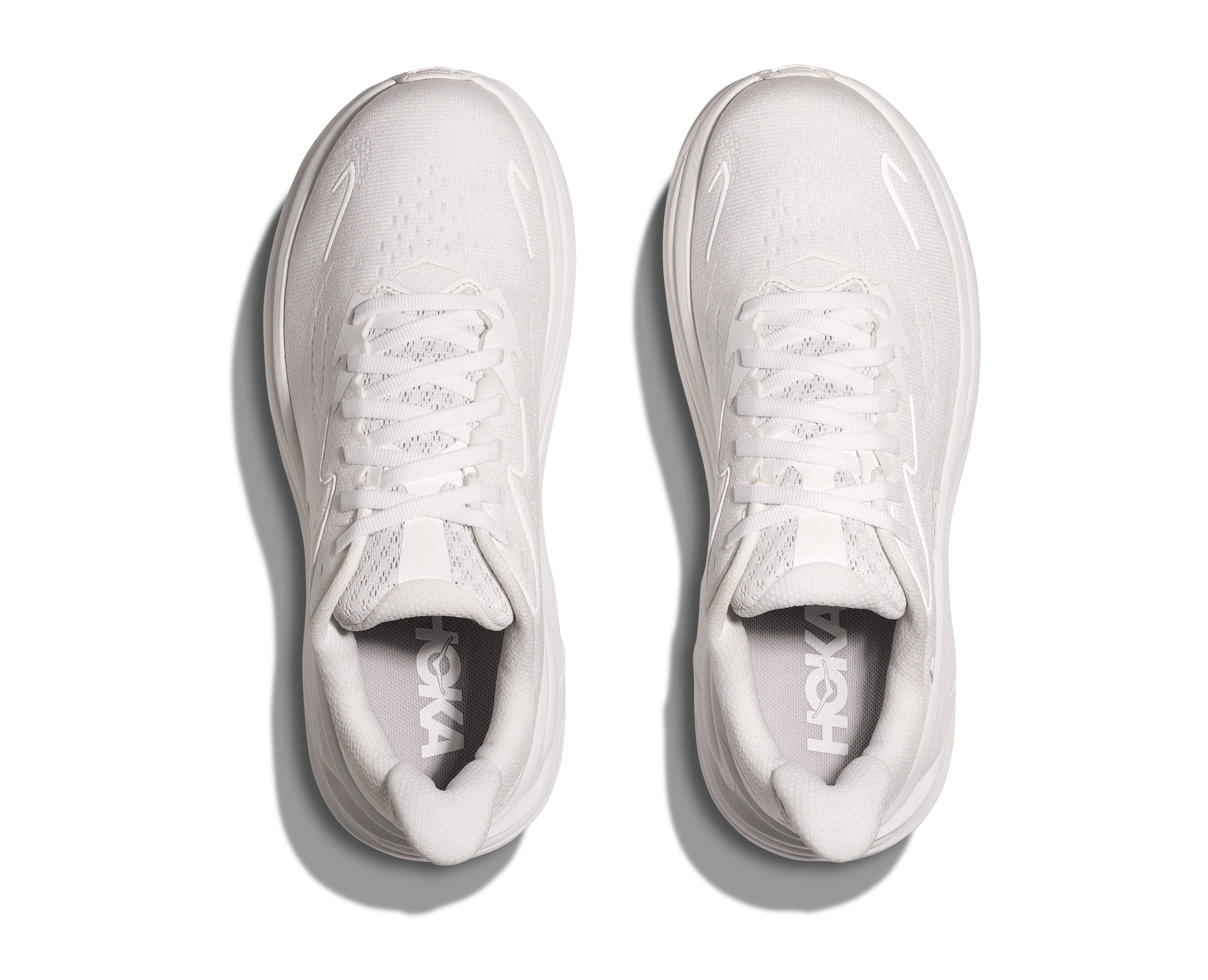 Hoka Women's Clifton 10 Running Shoes- All White - Image 2