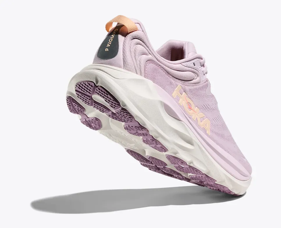 Hoka Women's Gaviota 6 Running Shoes- Lilac Cream/ Fragrant Lilac - Image 4
