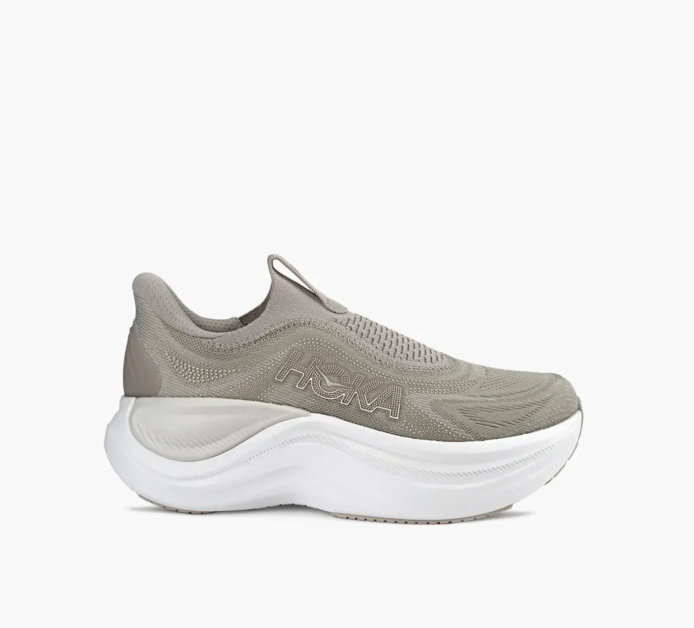 Hoka Women's Skyward Laceless Slip-on Walking Shoes- Putty/ White