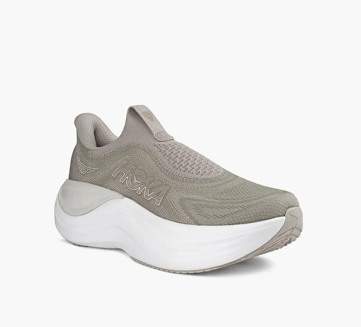 Hoka Women's Skyward Laceless Slip-on Walking Shoes- Putty/ White - Image 2