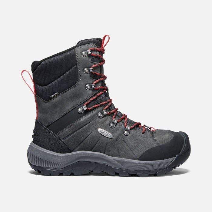 Keen Men's Revel IV High Polar Waterproof Hiking Boots- Magnet/ Red Carpet
