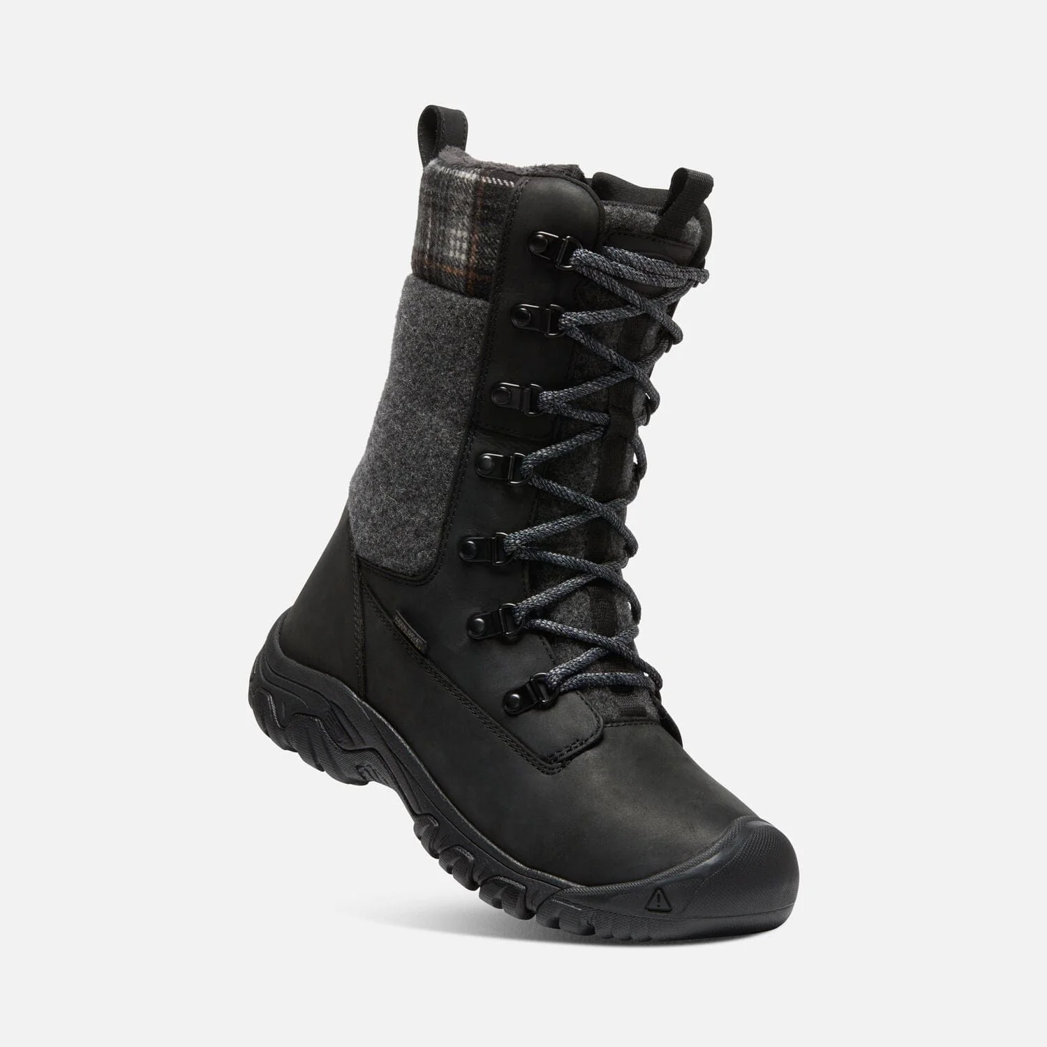 Keen Women's Greta Tall Waterproof Boots- Black/ Black Plaid - Image 4