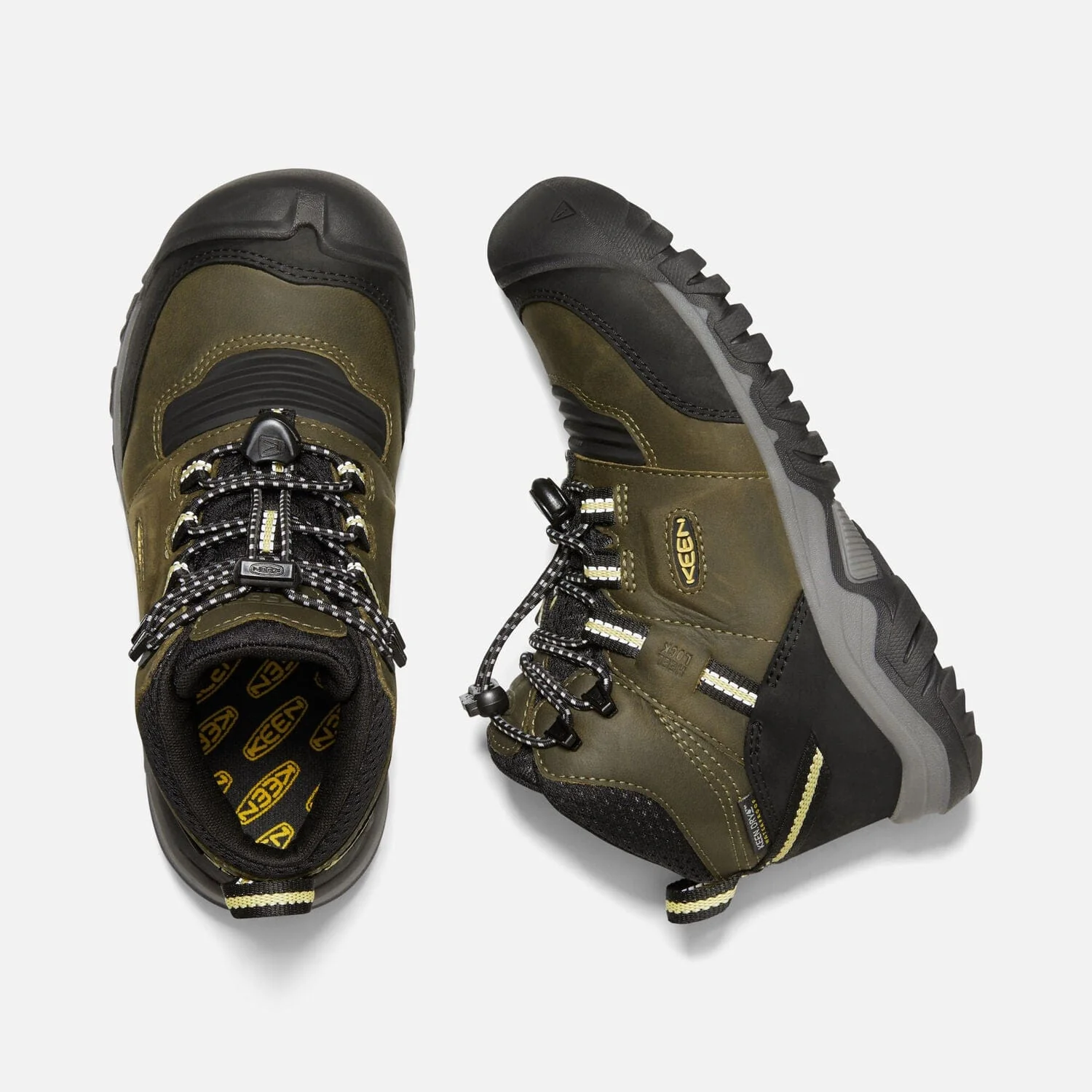 Keen Youth Ridge Flex Mid Boots- Dark Olive/ Dusky Citron - Image 6
