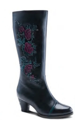 L'Artiste Women's Gobsmack Floral Heeled Boots- Black