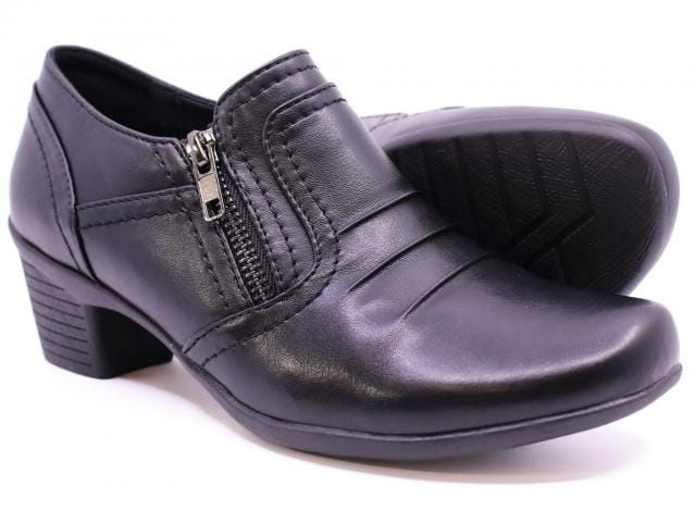 Lady Comfort Women's Noelle 02 Zip Heeled Loafers- Black - Image 2