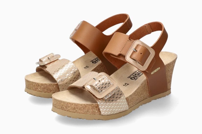 Mephisto Women's Lissia Wedge Sandals- Camel - Image 3
