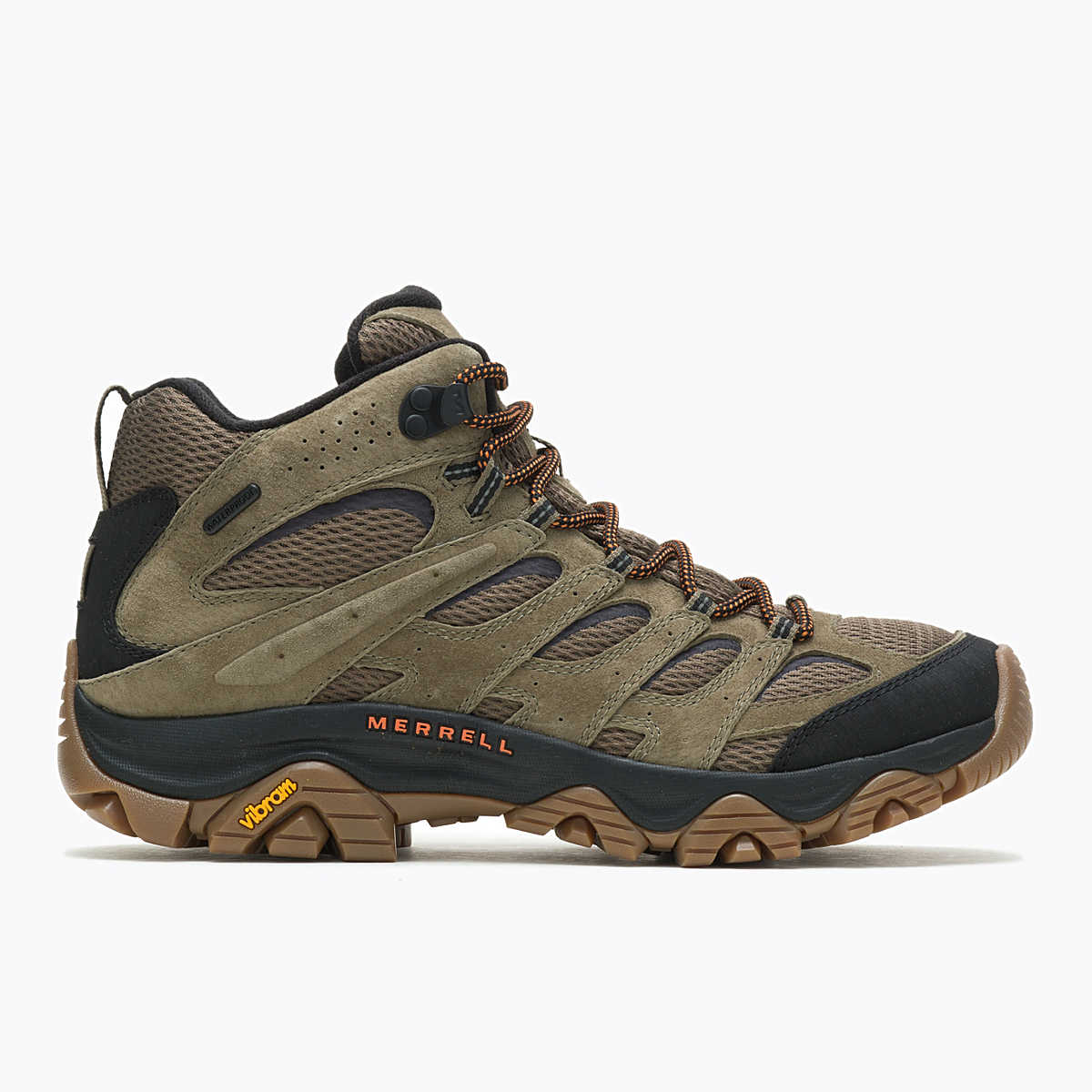 Merrell Men's Moab 3 Mid Waterproof Hiking Boots- Olive/ Gum