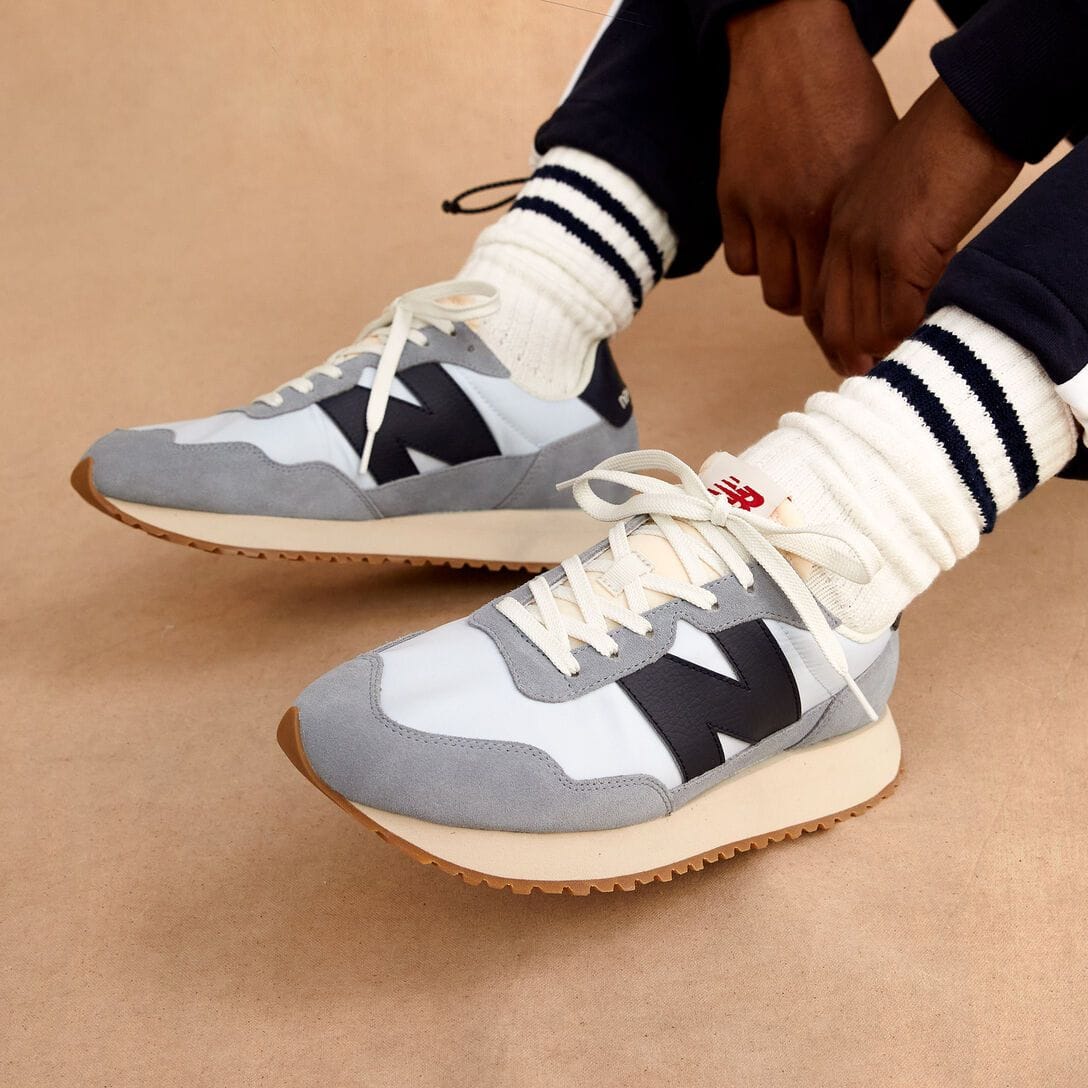 New Balance Men's 237 Running Sneakers- White with Brighton Grey and Black - Image 7