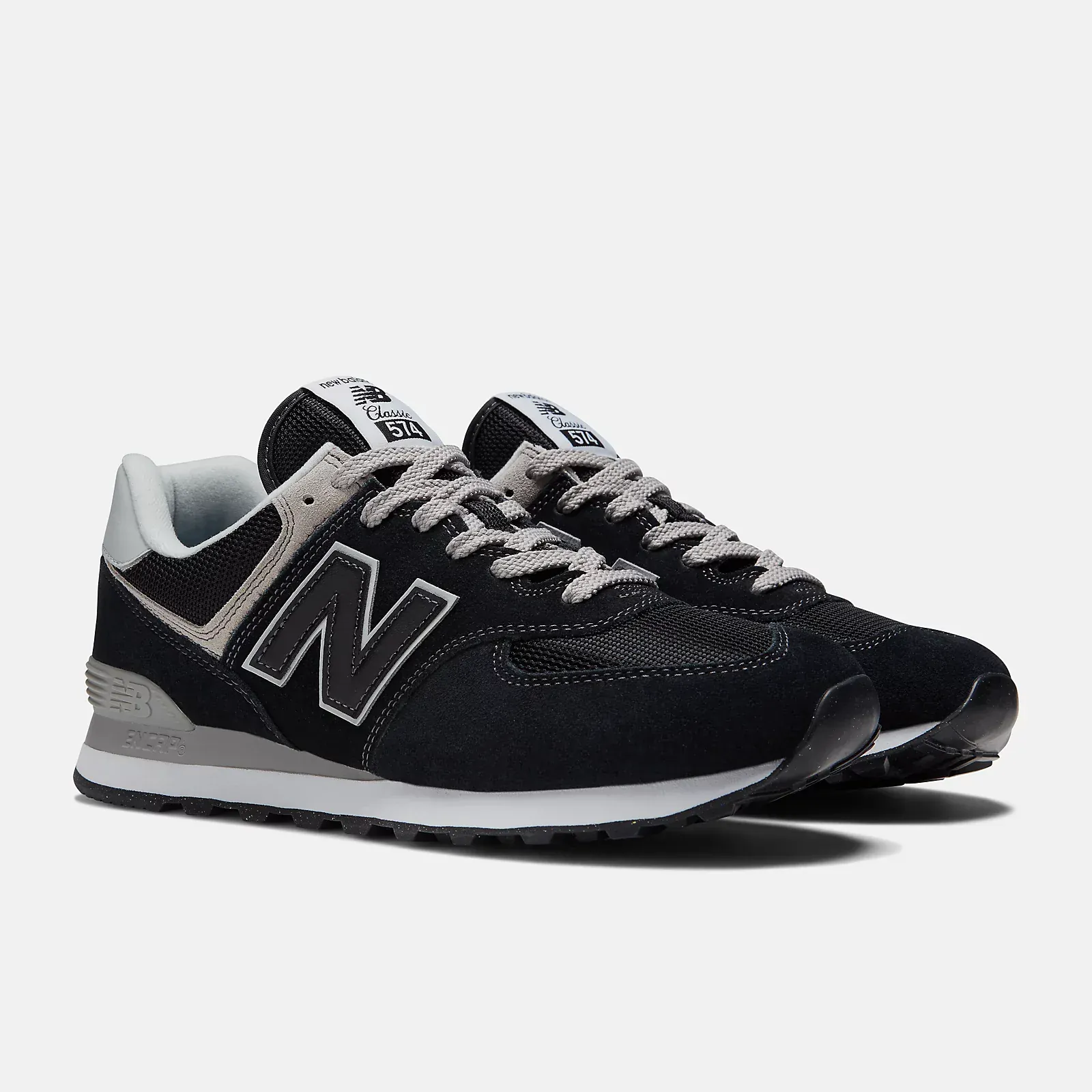 New Balance Men's 574 Classic Sneakers- Black/ White - Image 2