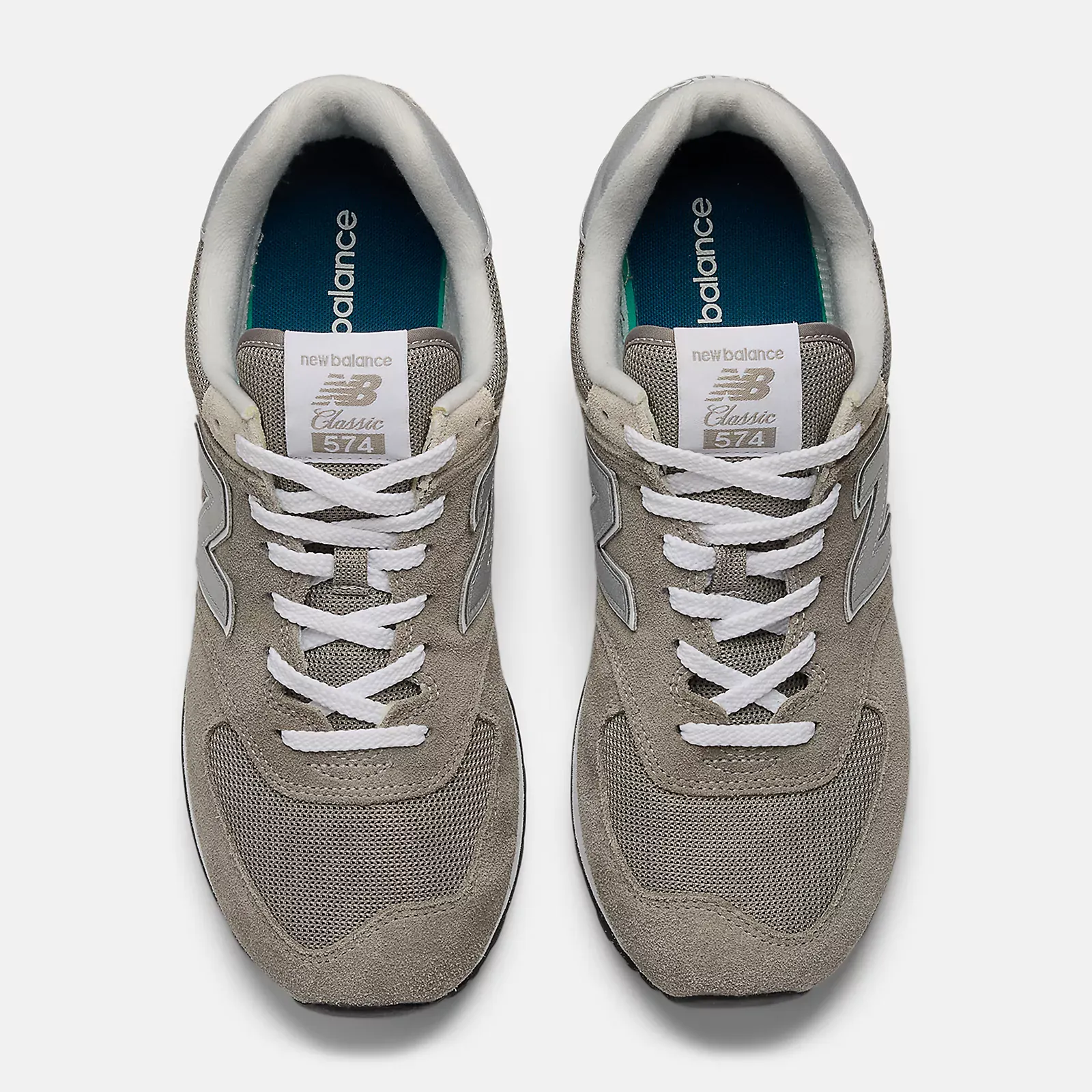 New Balance Men's 574 Classic Sneakers- Grey/White - Image 2