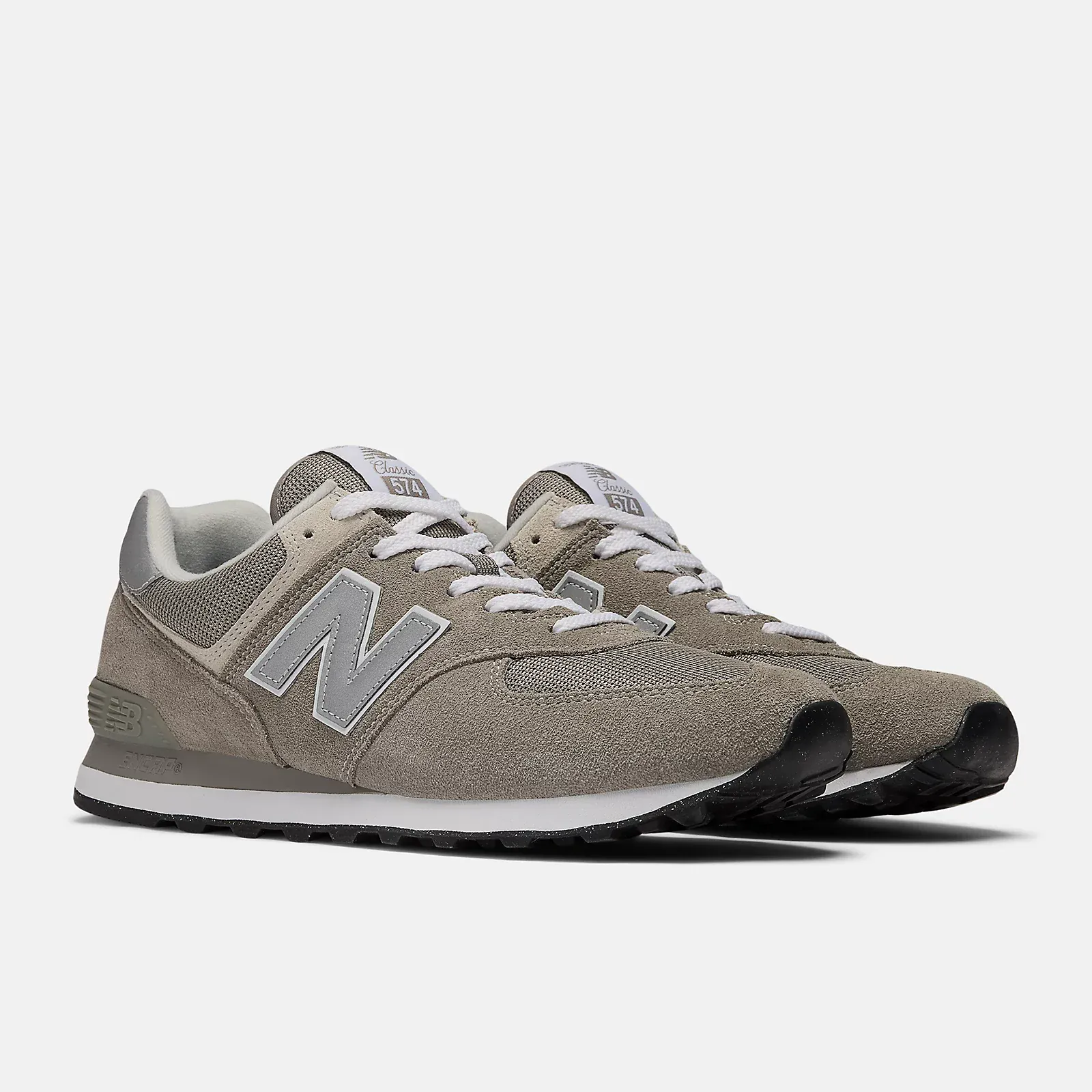 New Balance Men's 574 Classic Sneakers- Grey/White - Image 3
