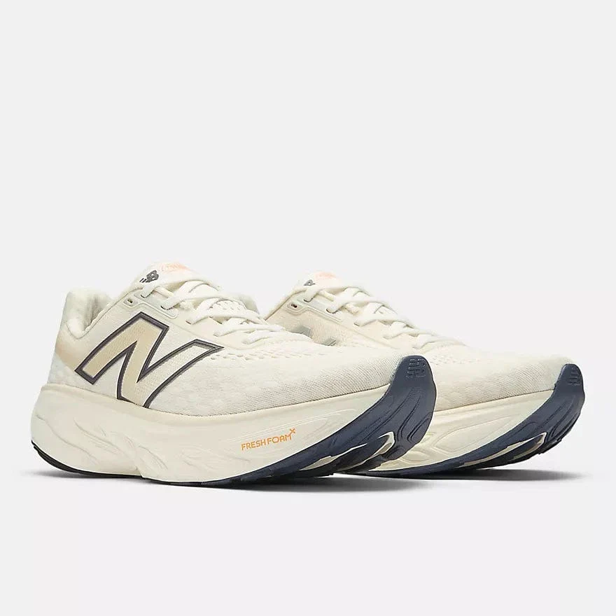 New Balance Women's 1080v14 Running Shoes- Sea Salt with Vintage Indigo and Hot Mango - Image 2