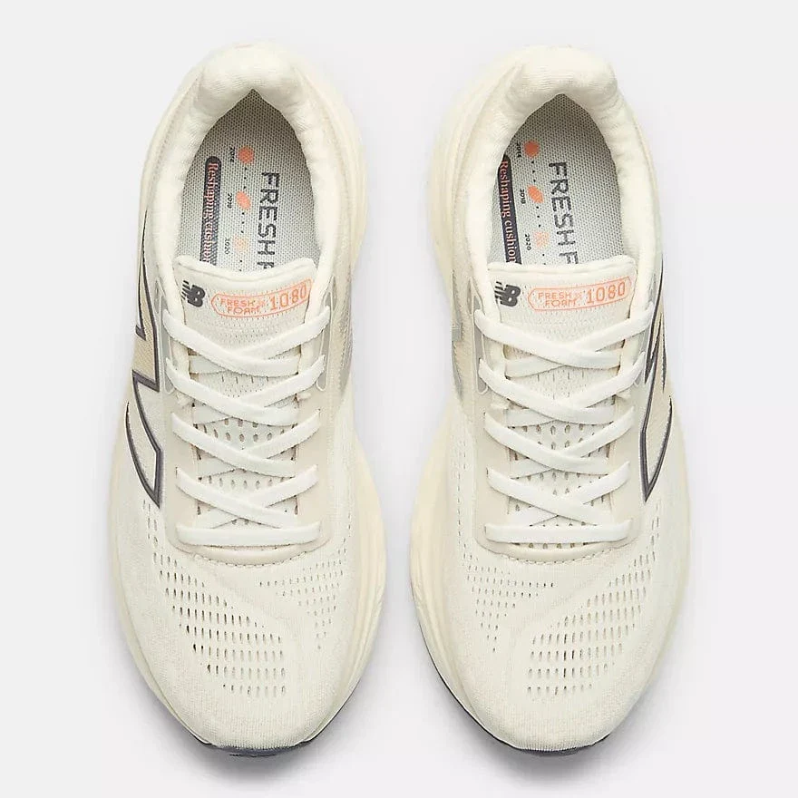 New Balance Women's 1080v14 Running Shoes- Sea Salt with Vintage Indigo and Hot Mango - Image 4