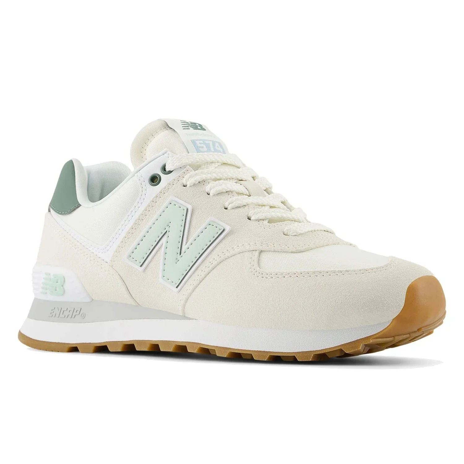 New Balance Women's 574 Classic Sneakers- Sea Salt/ New Spruce - Image 2