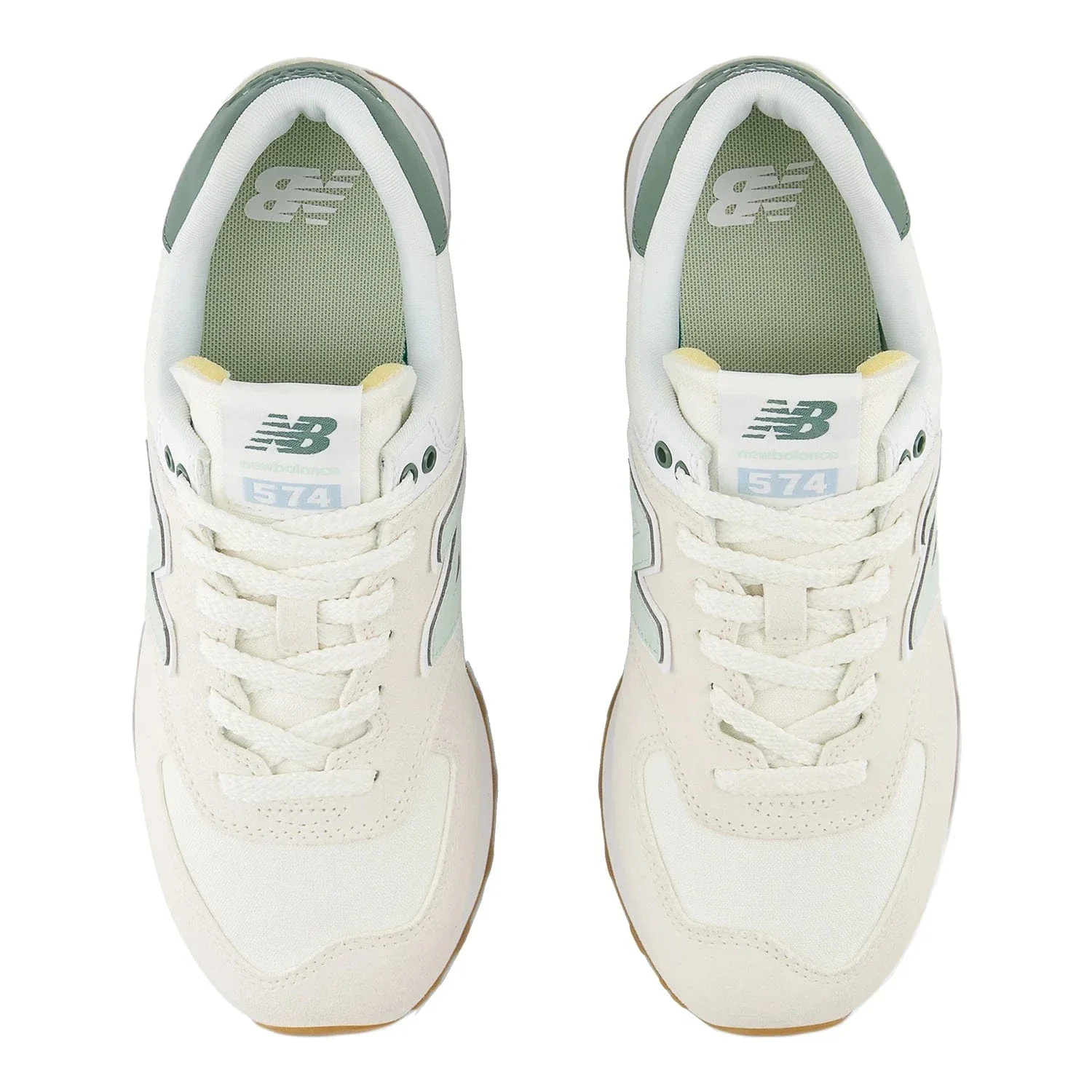 New Balance Women's 574 Classic Sneakers- Sea Salt/ New Spruce - Image 3