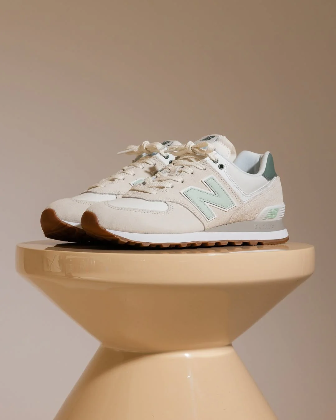 New Balance Women's 574 Classic Sneakers- Sea Salt/ New Spruce - Image 6