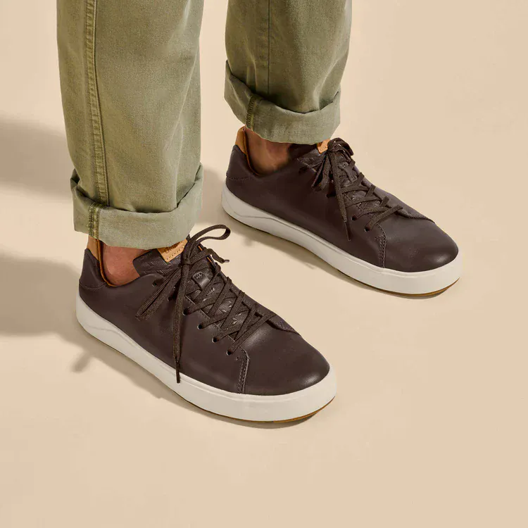 OluKai Men's Lae'ahi Li'Ili Leather Sneakers- Dark Java - Image 3