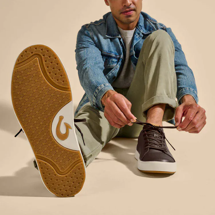 OluKai Men's Lae'ahi Li'Ili Leather Sneakers- Dark Java - Image 4